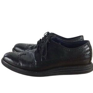 𝅺COLE Haan black leather shoes mens Lunargrand dress oxford formal size 10